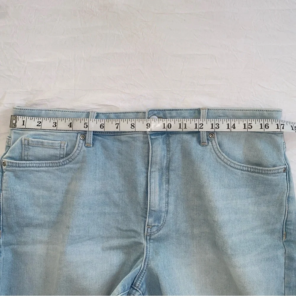 NYDJ High Rise Frayed Hem Blue Denim Shorts size 14p